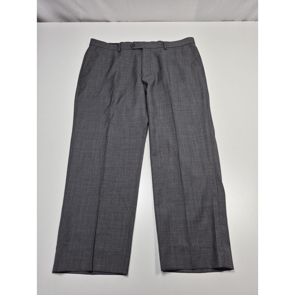 Suit Pants Mens 40x26 Gray Super 150s Wool Flat Front Dress Business Formal